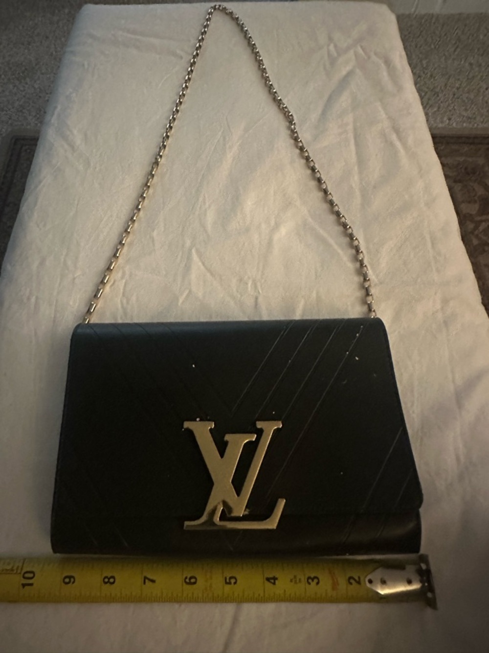 Black Epi Leather Chain Shoulder Bag